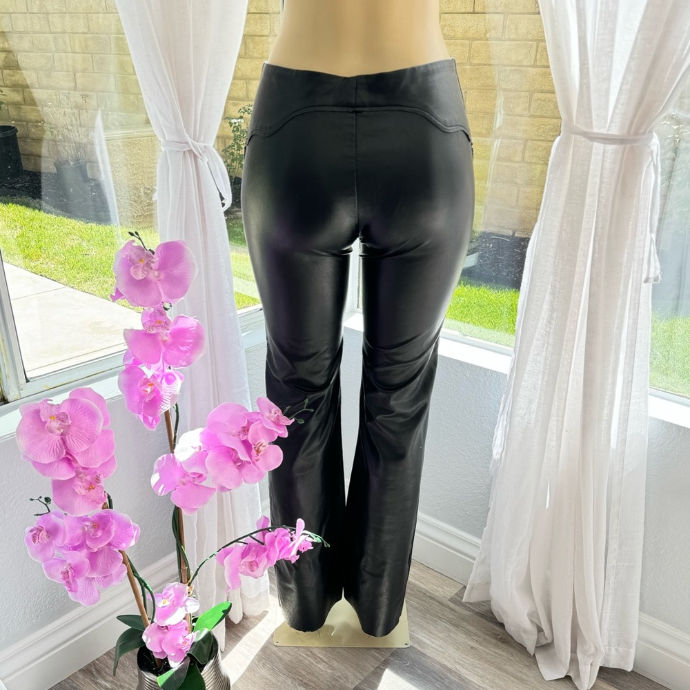 I.AM.GIA Black Pants Women's M Faux Leather Wide Leg Trousers Flare - Picture 3 of 6
